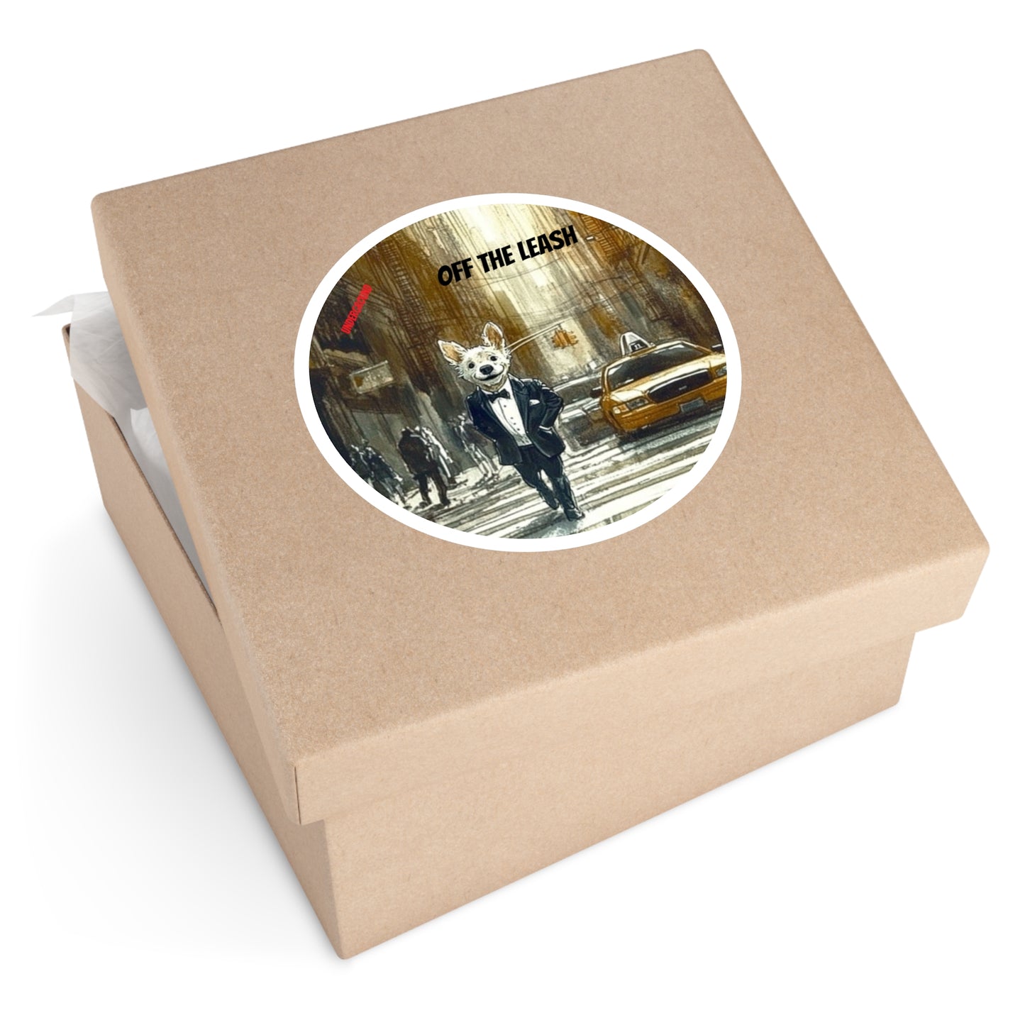 Urban Dog Walker Sticker - City Street Funny Dog Art