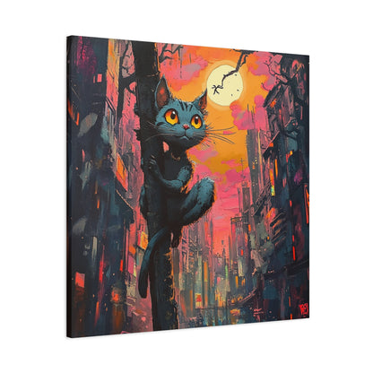 Alley Cat: City Art Canvas Print - Street Comic Cat