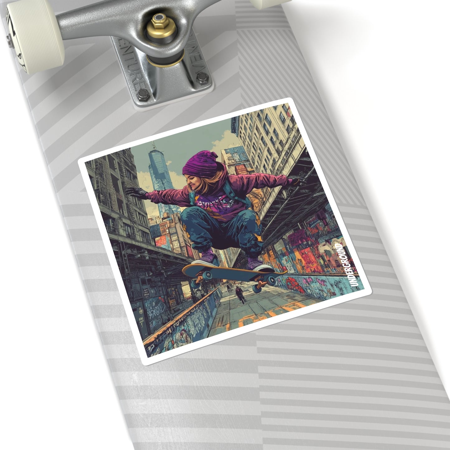 She was a Skater Girl Sticker – Bold Urban Art for the Street-Savvy Rebel