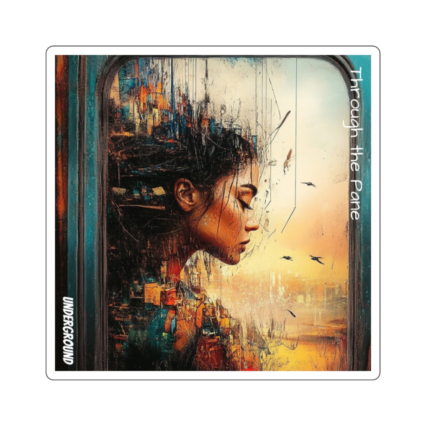 Through the Pane City Thoughts Sticker - Gritty & Raw Street Inspired Art