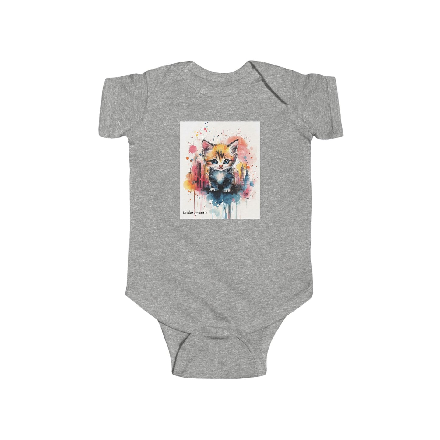 Alley Kitten Baby Onesie – Urban Graffiti-Inspired Cat Streetwear Bodysuit