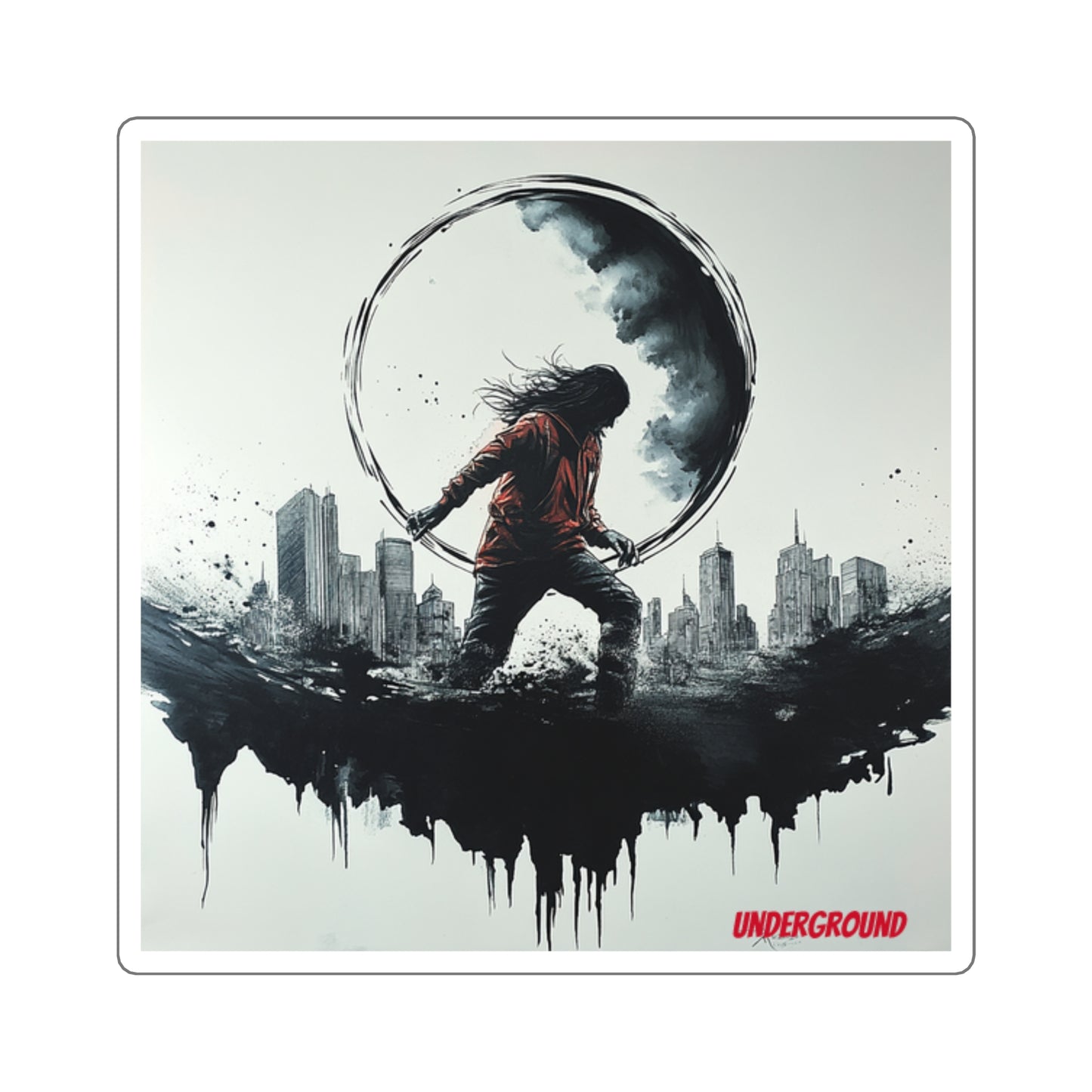 Liquid Concrete Ink Art Sticker - Urban Art for Personal Expression