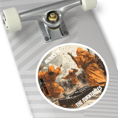The Vinyl Sutra Sticker - Dancing Street Monks Art