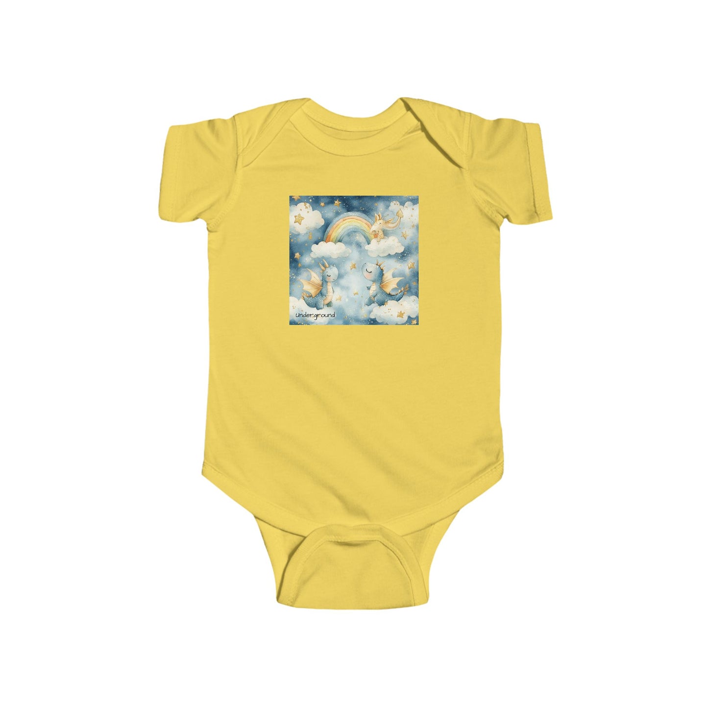 Urban Rainbow Baby Onesie – Playful Mythic City Dragon Bodysuit