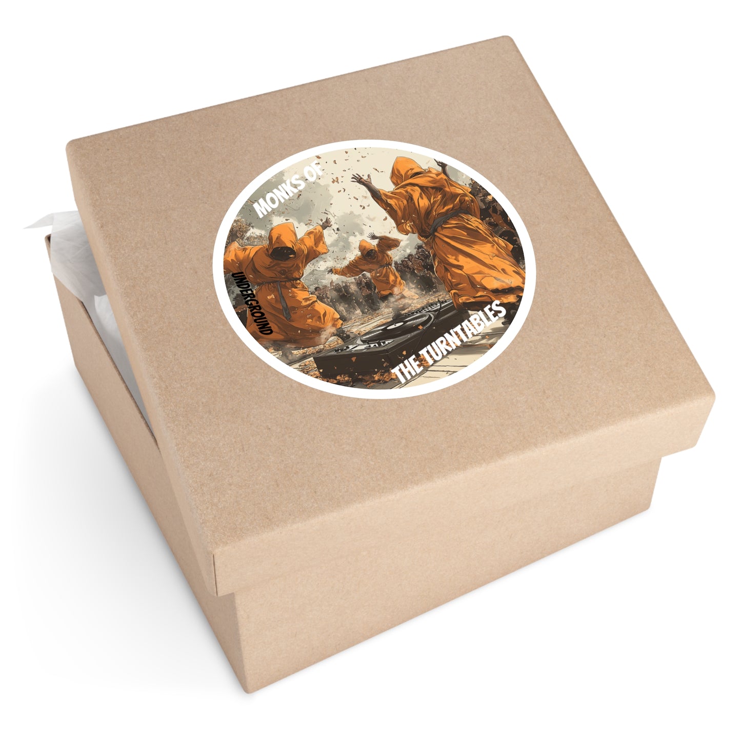 The Vinyl Sutra Sticker - Dancing Street Monks Art