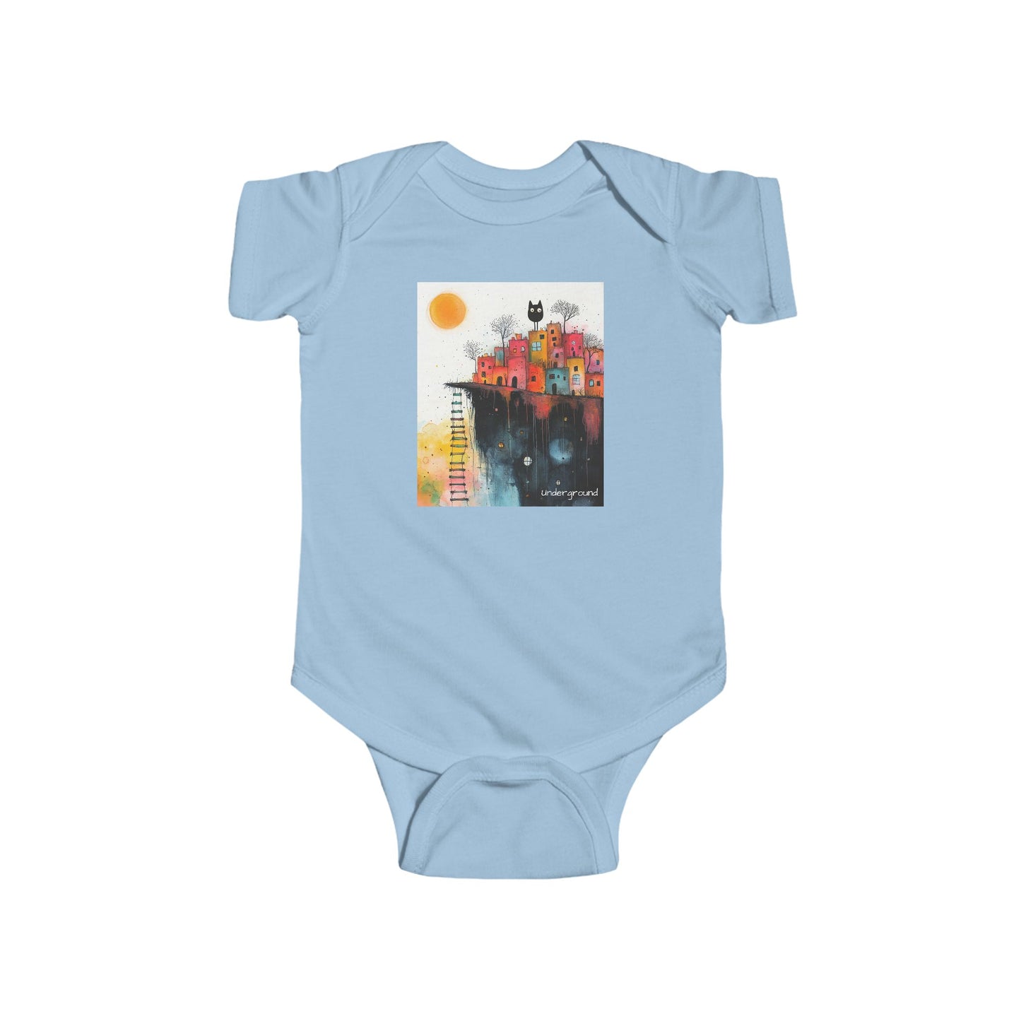 Paws & Paint Baby Onesie – Watercolor Feline Street Art Bodysuit