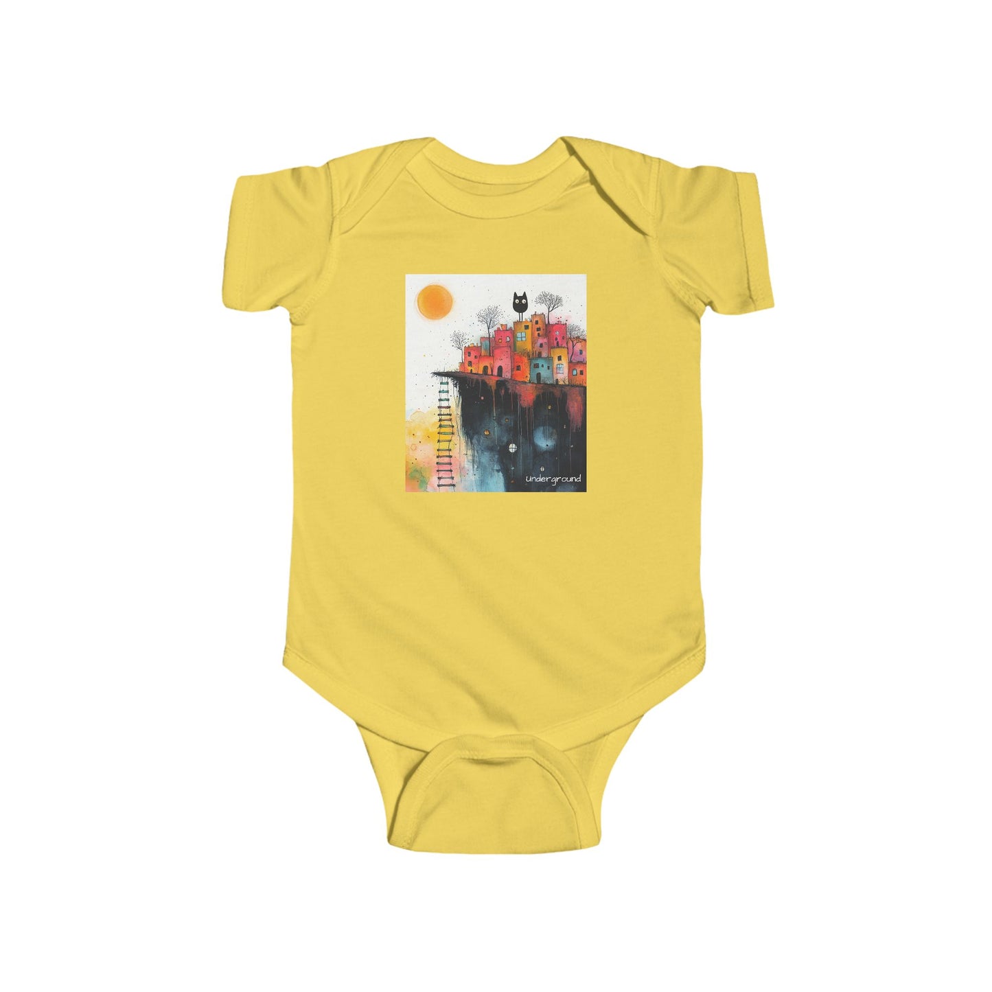 Paws & Paint Baby Onesie – Watercolor Feline Street Art Bodysuit