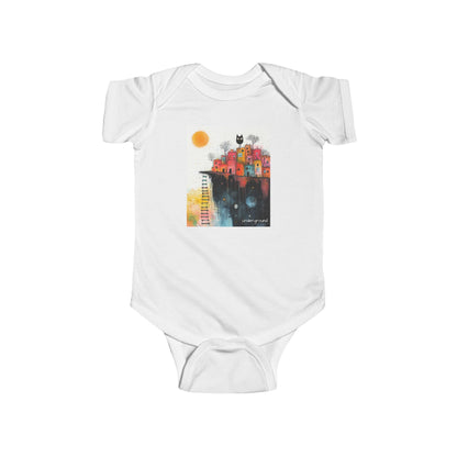 Paws & Paint Baby Onesie – Watercolor Feline Street Art Bodysuit