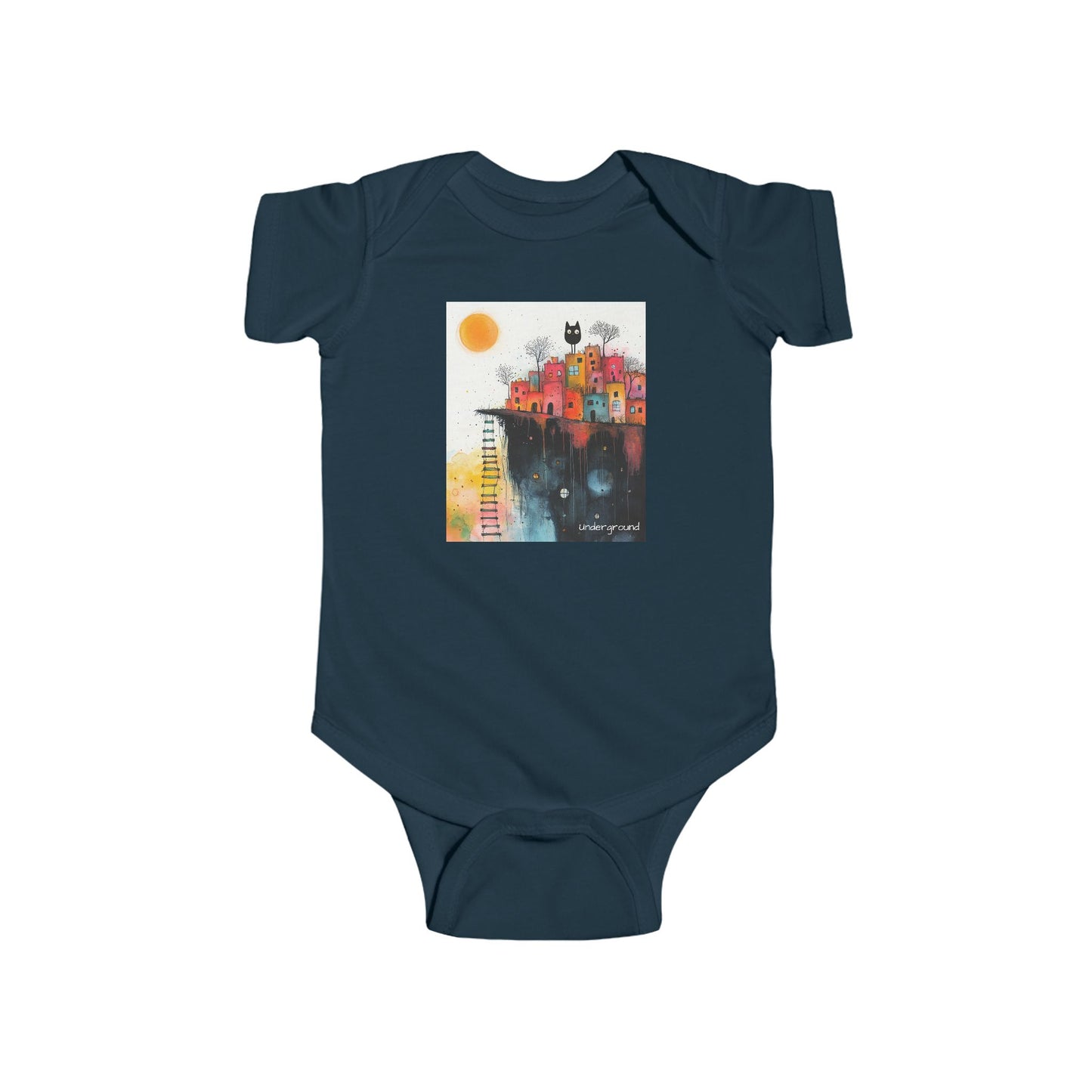 Paws & Paint Baby Onesie – Watercolor Feline Street Art Bodysuit