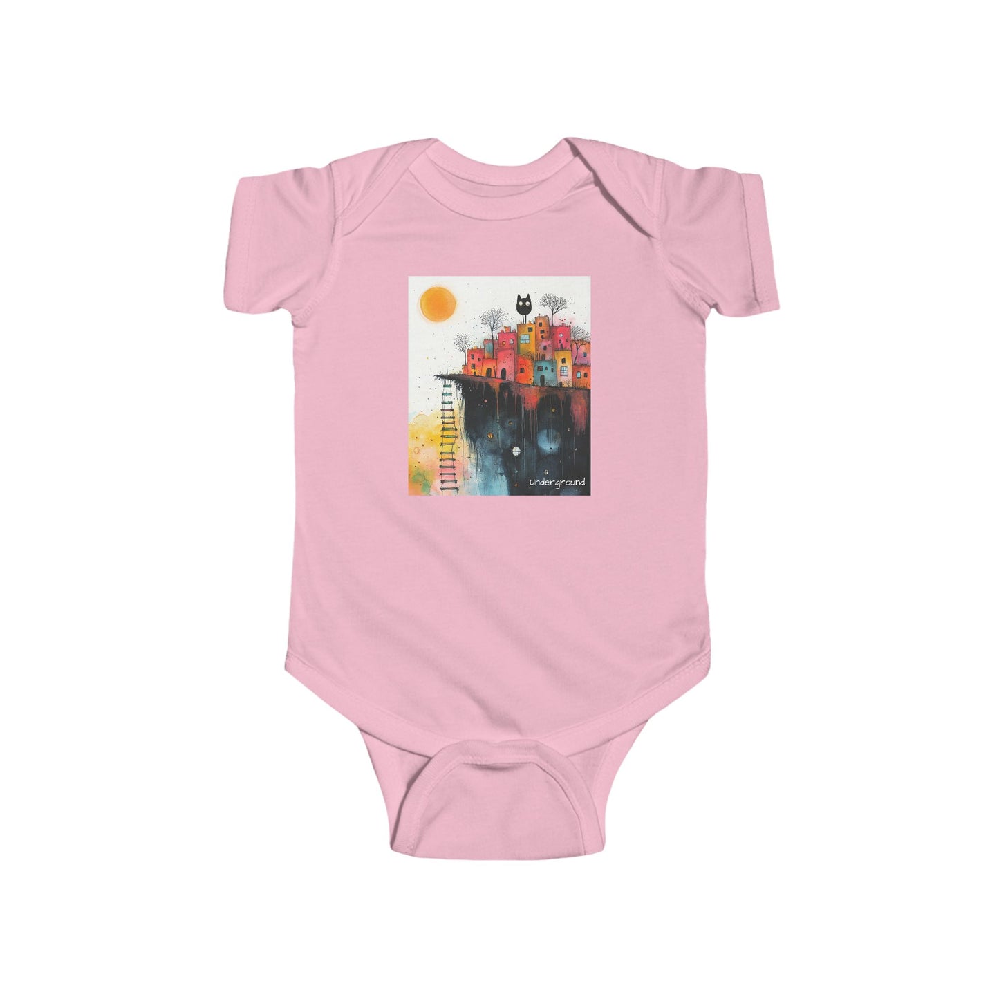 Paws & Paint Baby Onesie – Watercolor Feline Street Art Bodysuit