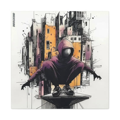 City Watch Canvas Art Print – Ink & Spray Paint Art Urban Skyline