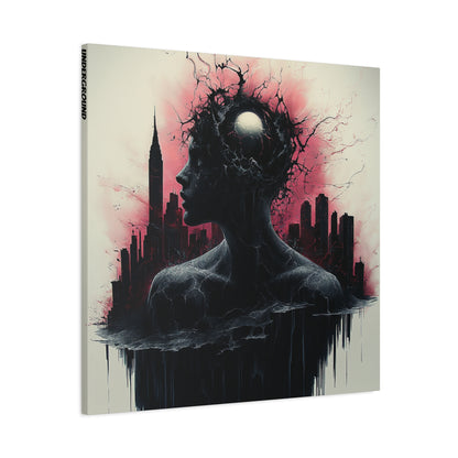 Silent Chaos: Mind over Metropolis Canvas Print - City Street Art Inspired