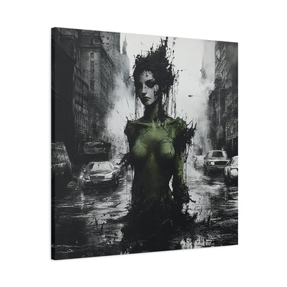 City Swamp Canvas Art Print – Dark Ink Painting print