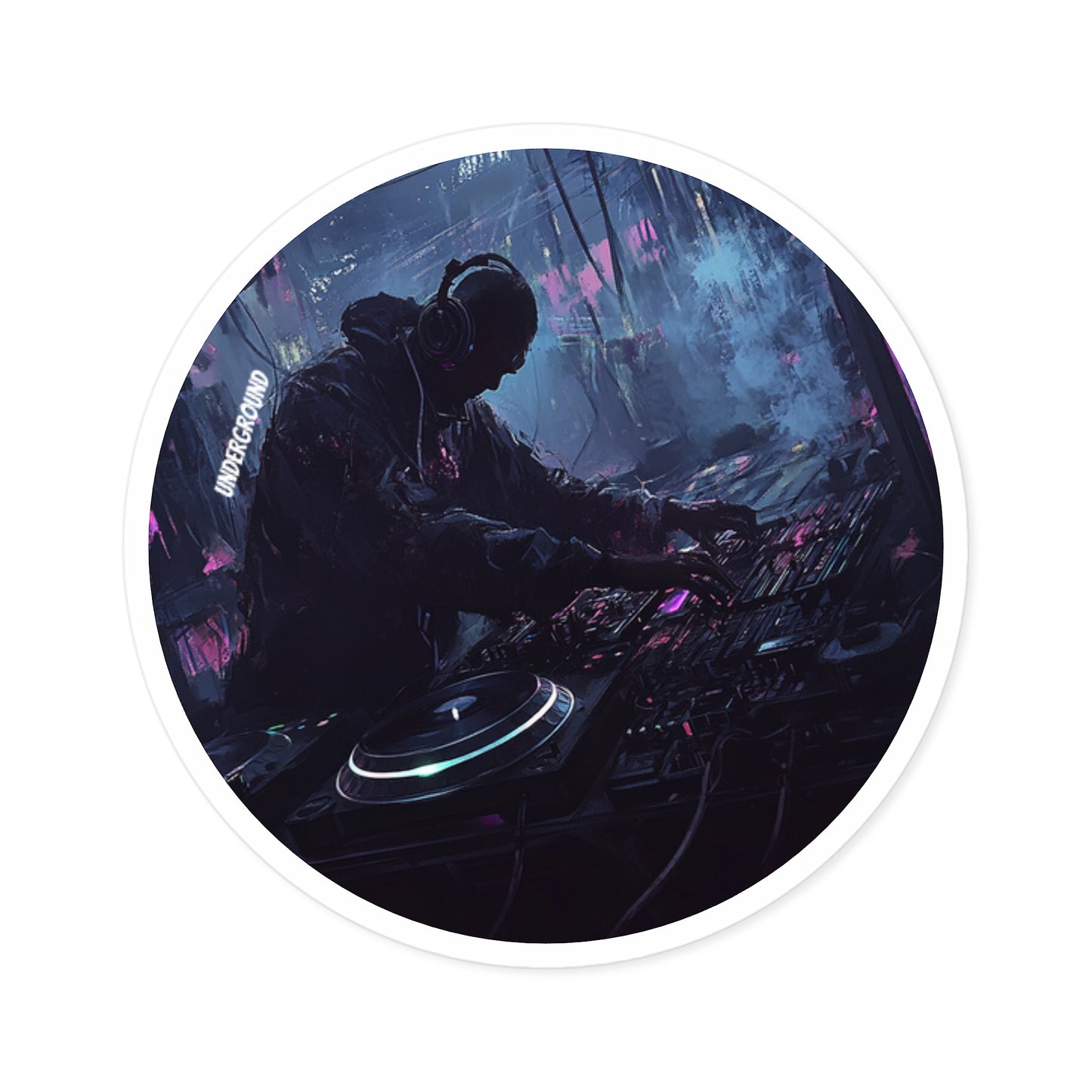 Turning through the Haze Sticker - Underground Turntables Art