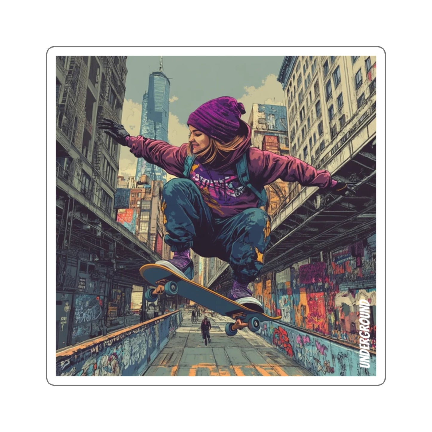 She was a Skater Girl Sticker – Bold Urban Art for the Street-Savvy Rebel