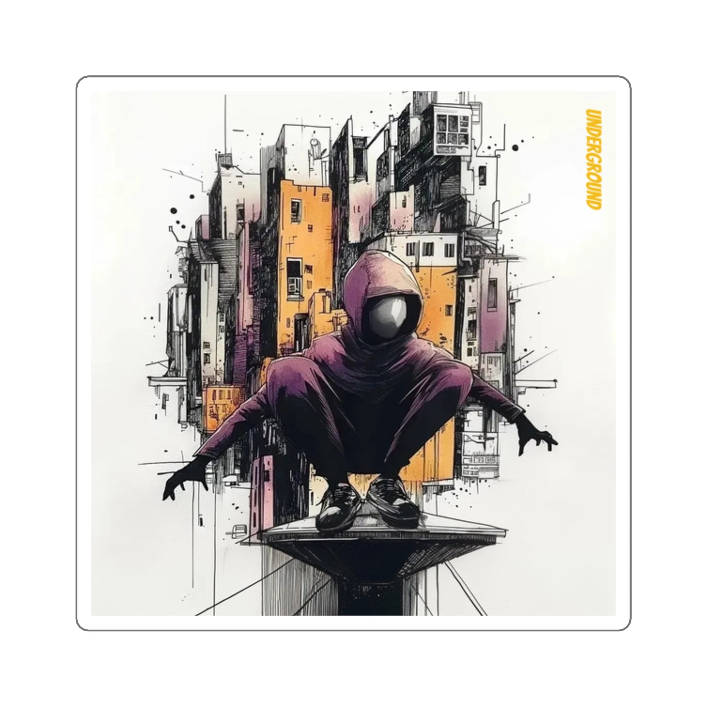 City Watch Ink Art Sticker - Bold Ink Art for City Street Lovers