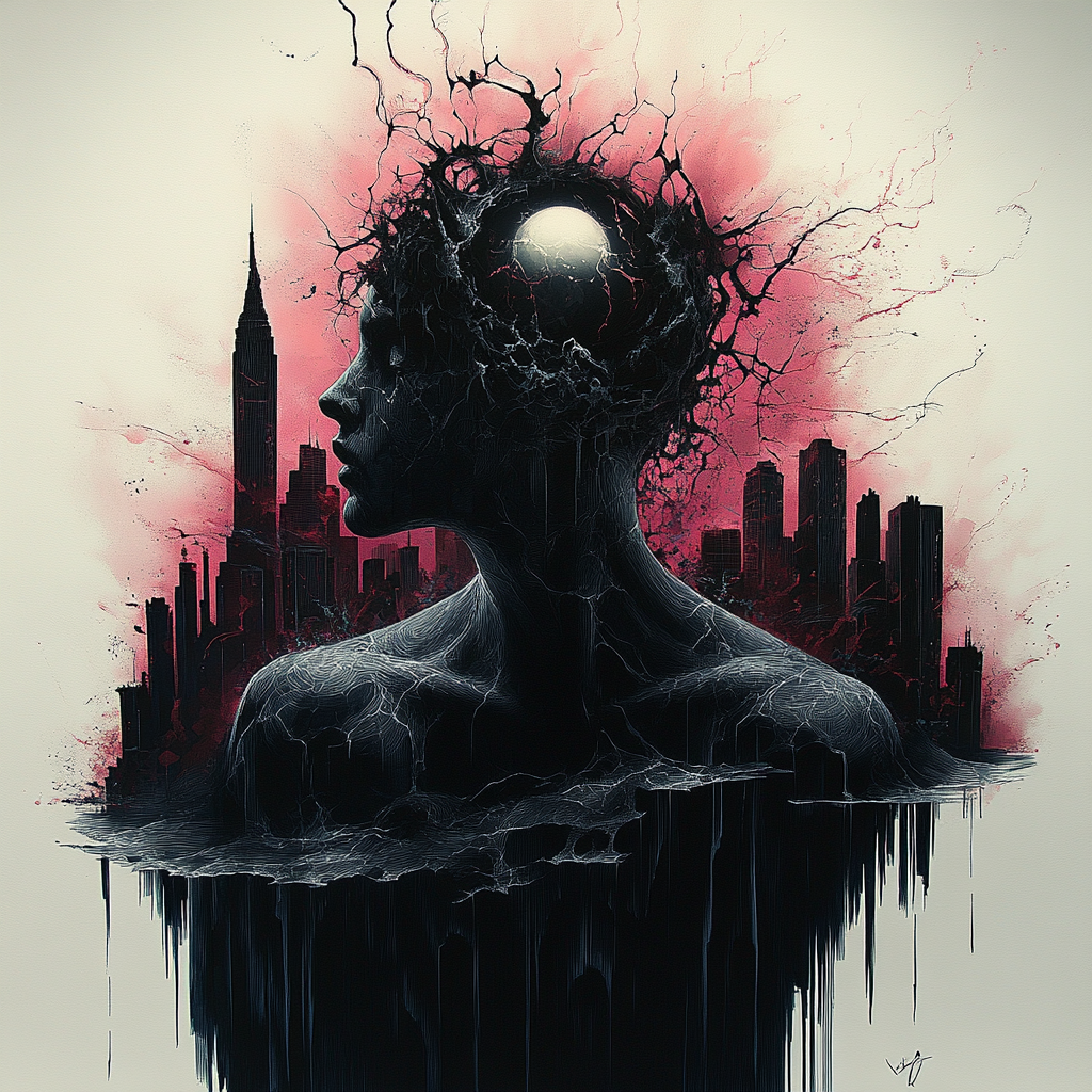 Silent Chaos: Mind over Metropolis Canvas Print - City Street Art Inspired