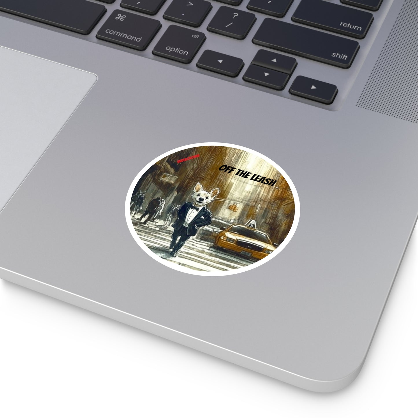 Urban Dog Walker Sticker - City Street Funny Dog Art