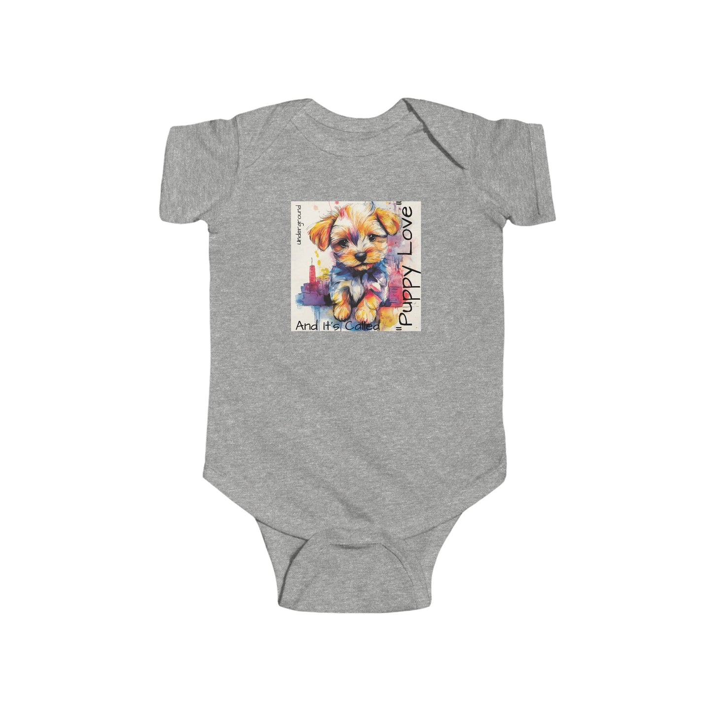 Street Pup Baby Onesie – Cute Urban Dog Watercolor Art Bodysuit