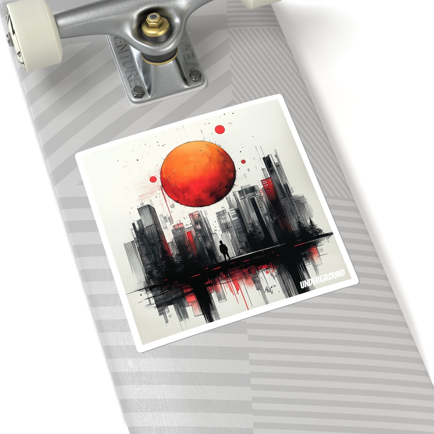 Falling Sun City Art Sticker - Edgy Urban Designs for Personal Expression