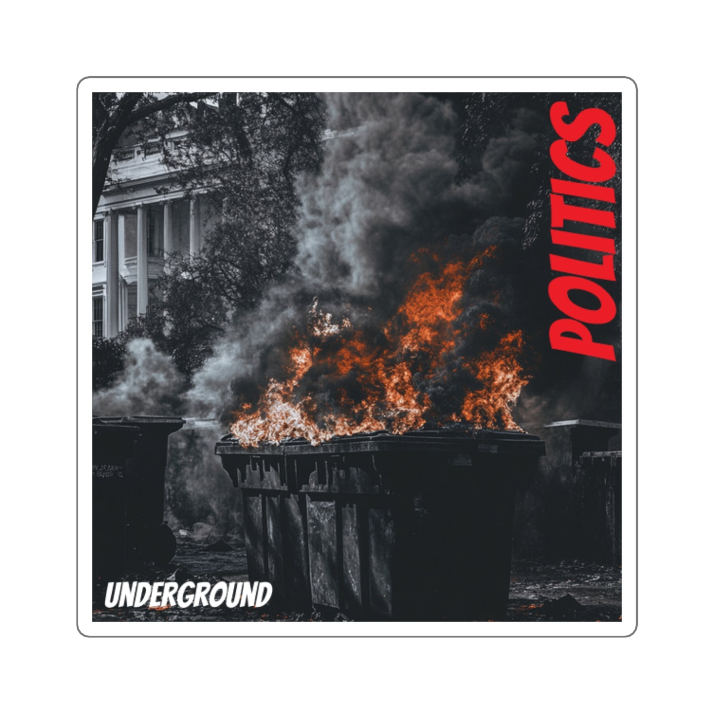 Rising Smoke, Falling Order Street Politics Sticker - Social Activism Art