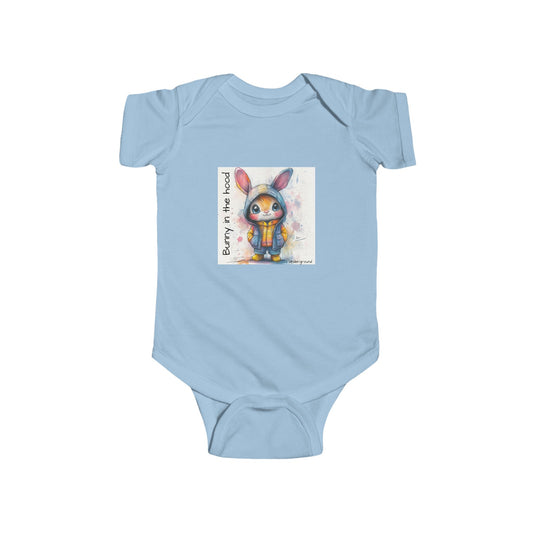 Hoodie Hare Baby Onesie – Bold & Adorable Urban Bunny Graphic Bodysuit