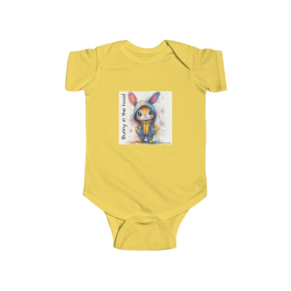 Hoodie Hare Baby Onesie – Bold & Adorable Urban Bunny Graphic Bodysuit