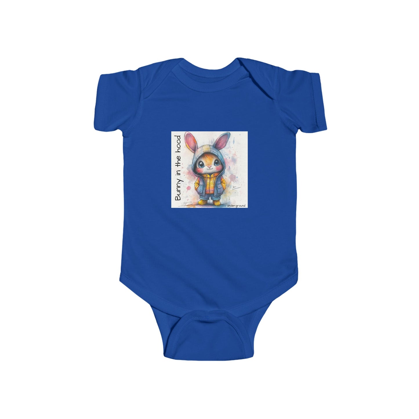 Hoodie Hare Baby Onesie – Bold & Adorable Urban Bunny Graphic Bodysuit