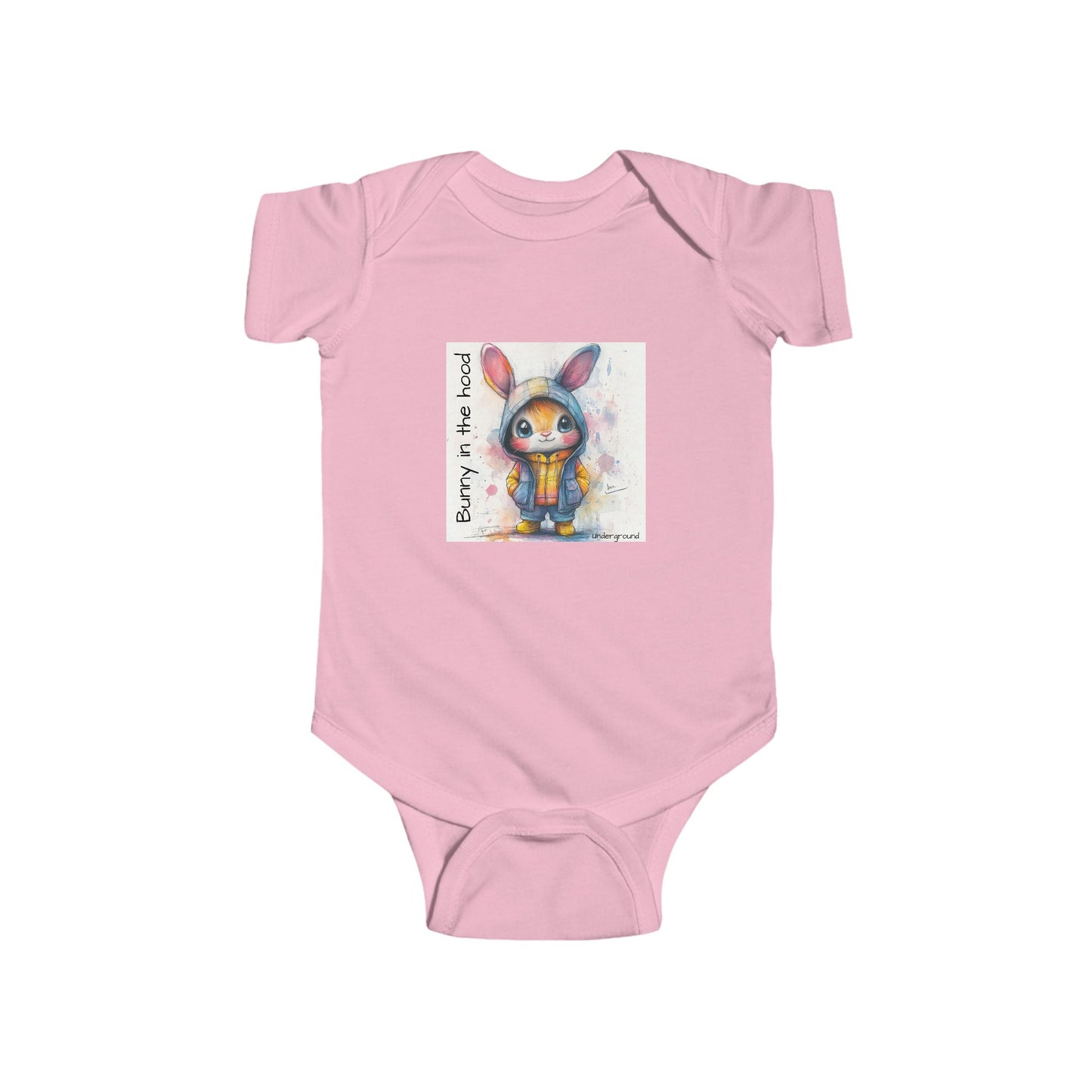 Hoodie Hare Baby Onesie – Bold & Adorable Urban Bunny Graphic Bodysuit