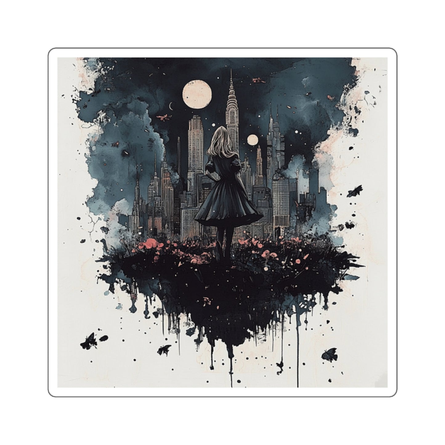 Darker Image Ink Art Sticker - Thought-Provoking Urban Street Art