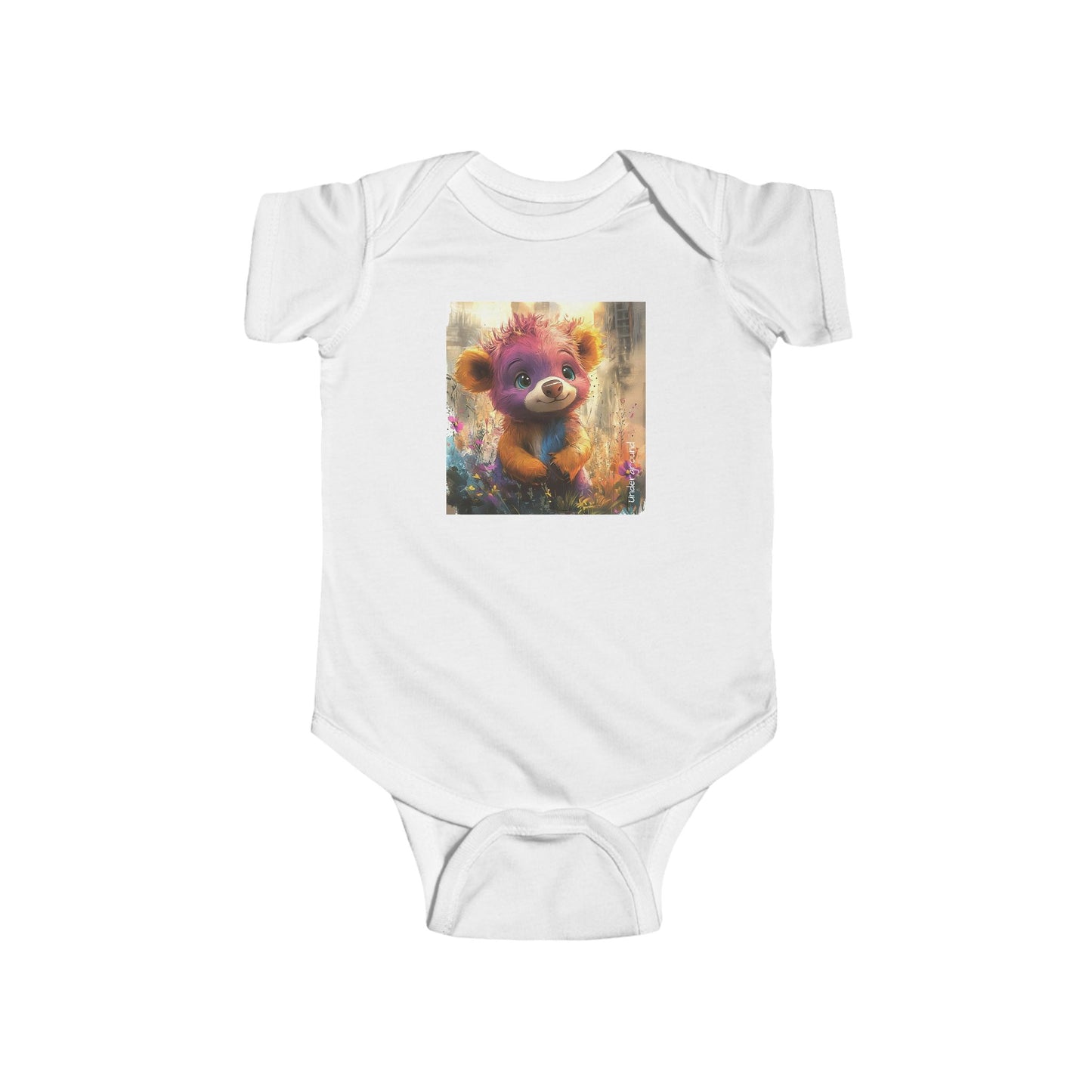 Rainbow Bear City Baby Onesie – Urban Ink & Watercolor Streetwear Bodysuit