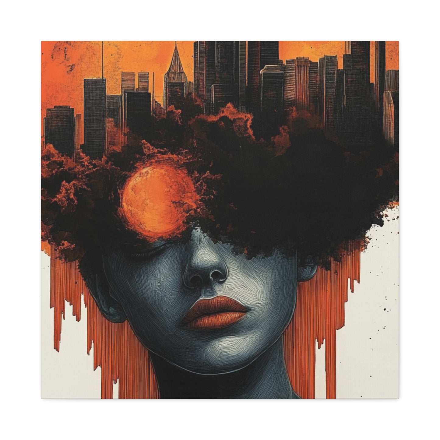 Burning Dusk Urban Art Print - Canvas Art