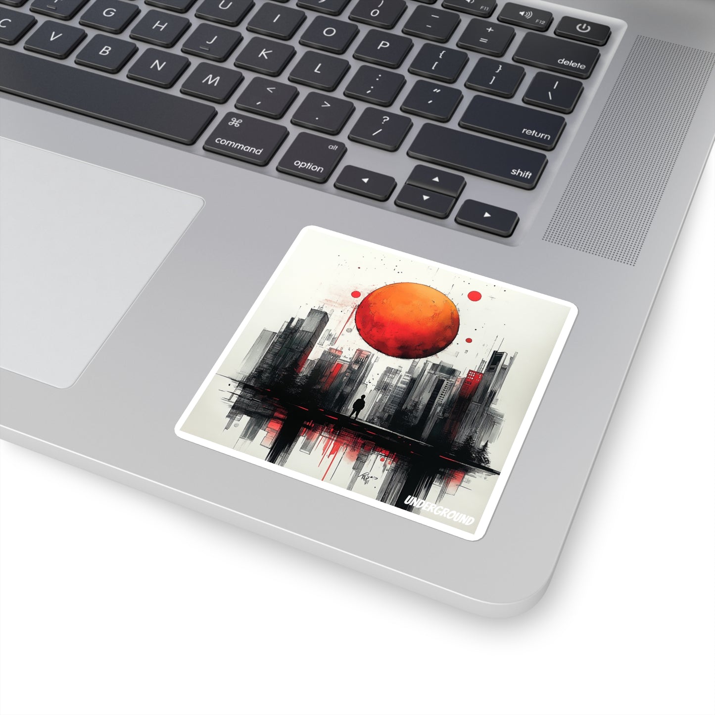 Falling Sun City Art Sticker - Edgy Urban Designs for Personal Expression