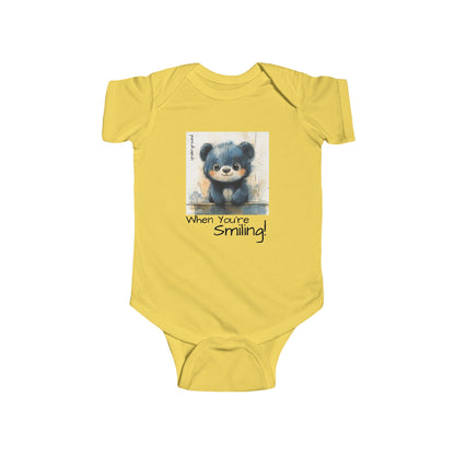 Smiley the Baby Bear Onesie - Edgy & Adorable Streetwear Graphic Bodysuit