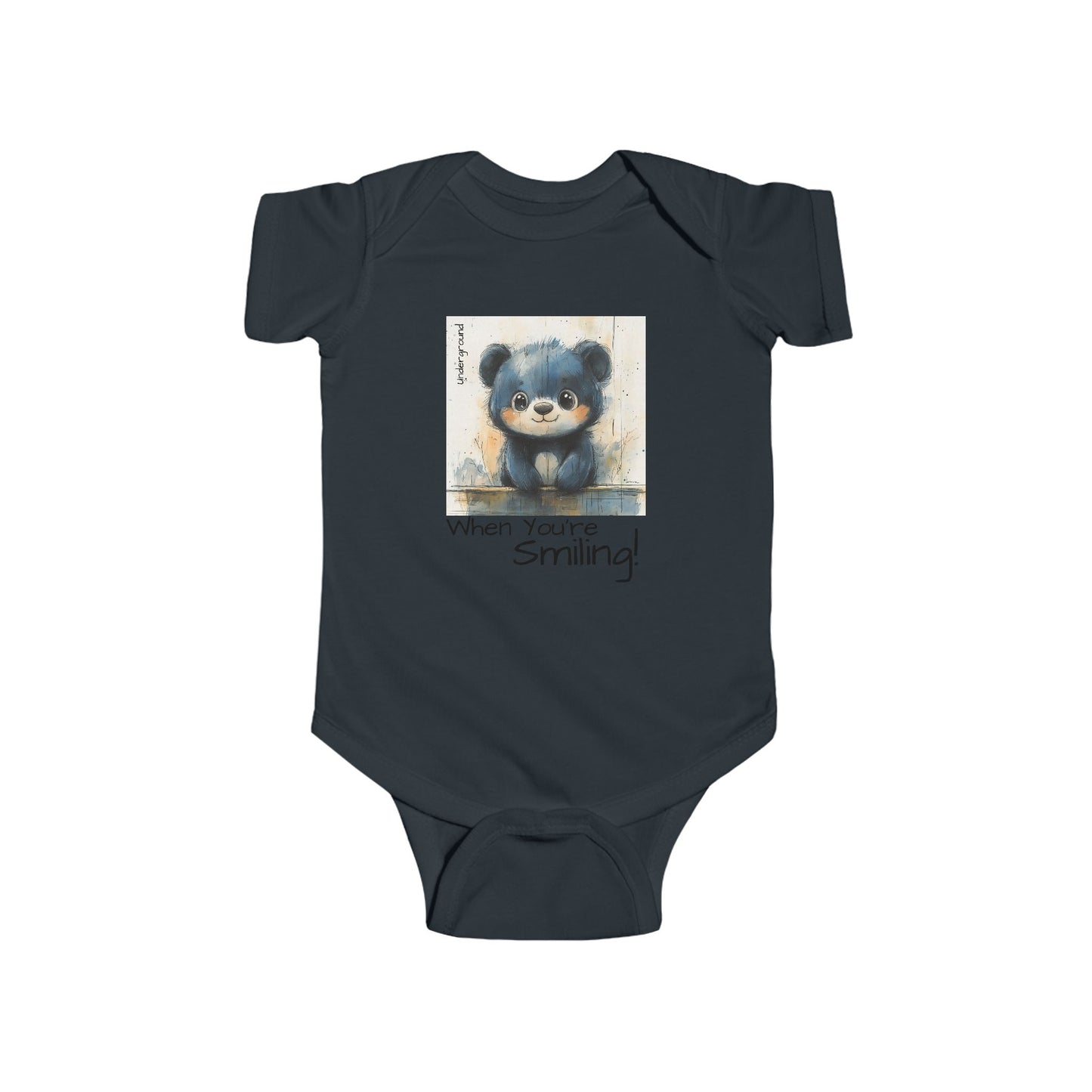 Smiley the Baby Bear Onesie - Edgy & Adorable Streetwear Graphic Bodysuit