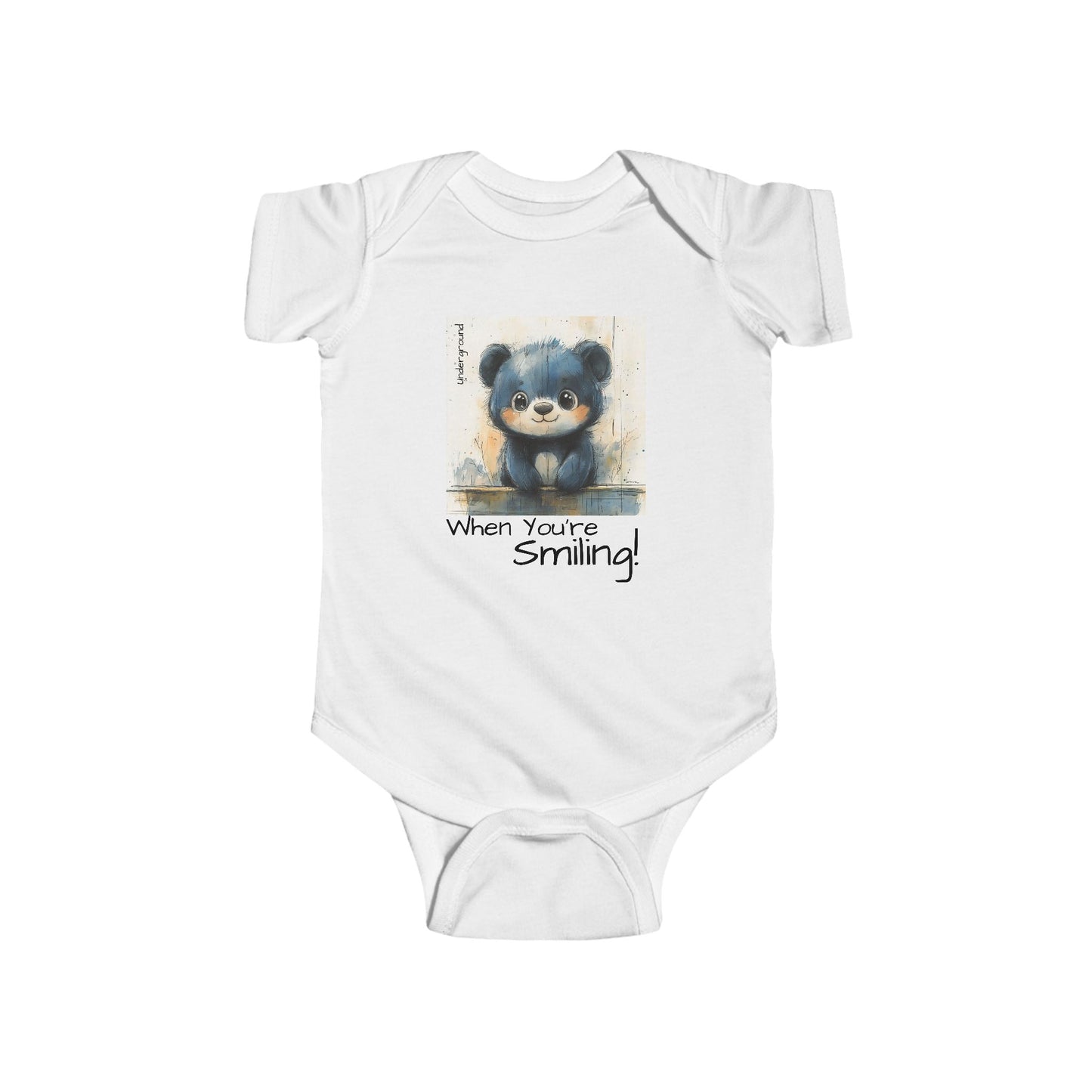 Smiley the Baby Bear Onesie - Edgy & Adorable Streetwear Graphic Bodysuit