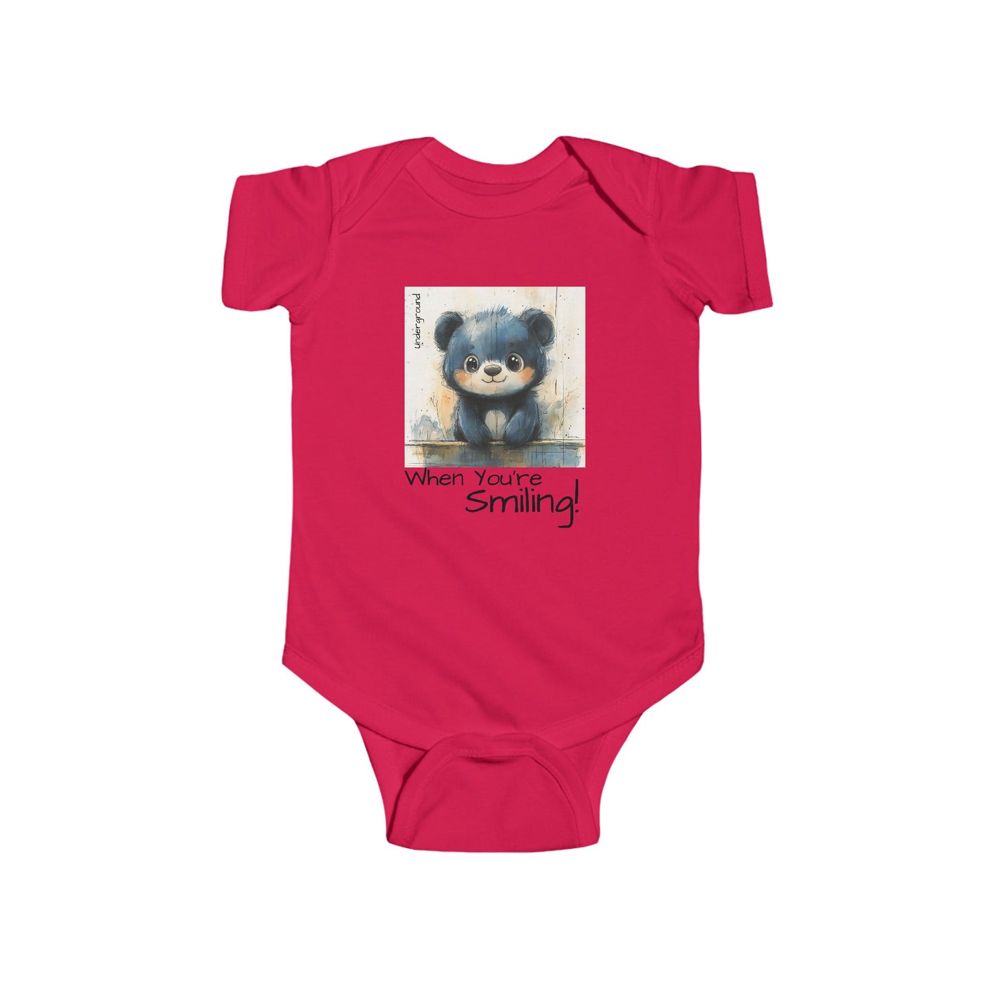 Smiley the Baby Bear Onesie - Edgy & Adorable Streetwear Graphic Bodysuit