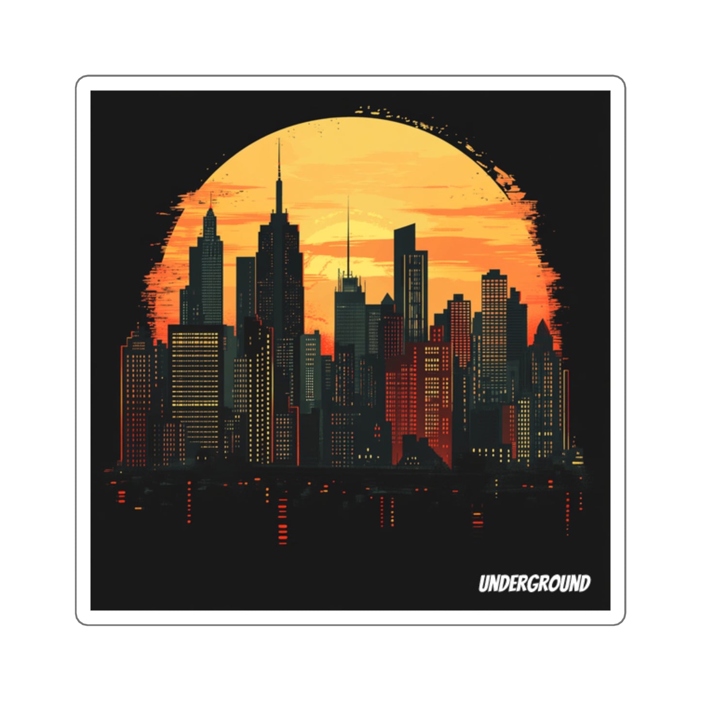 City Skyline Sticker - Minimalistic Cityscape Art