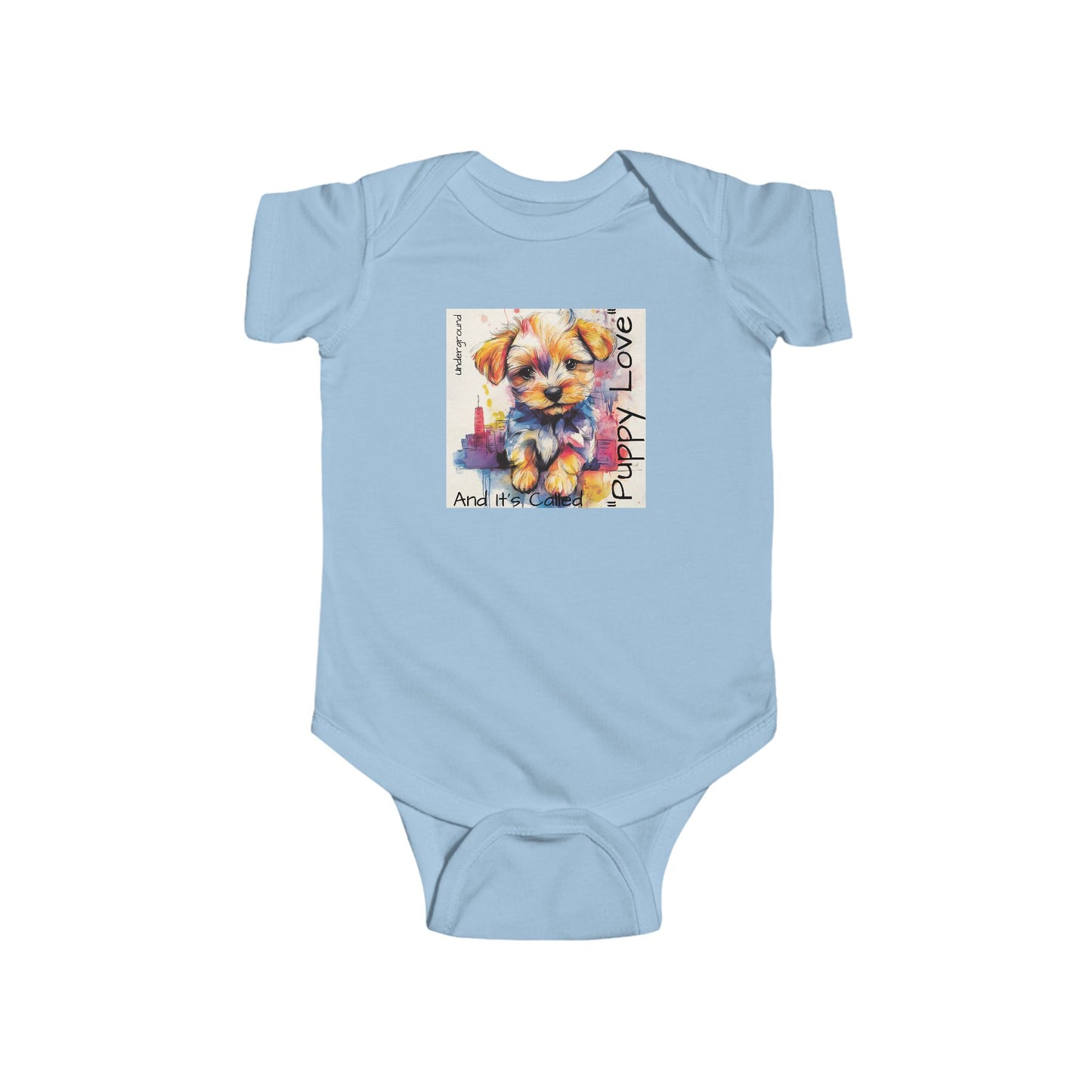 Street Pup Baby Onesie – Cute Urban Dog Watercolor Art Bodysuit