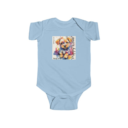 Street Pup Baby Onesie – Cute Urban Dog Watercolor Art Bodysuit