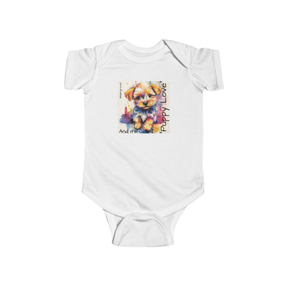 Street Pup Baby Onesie – Cute Urban Dog Watercolor Art Bodysuit