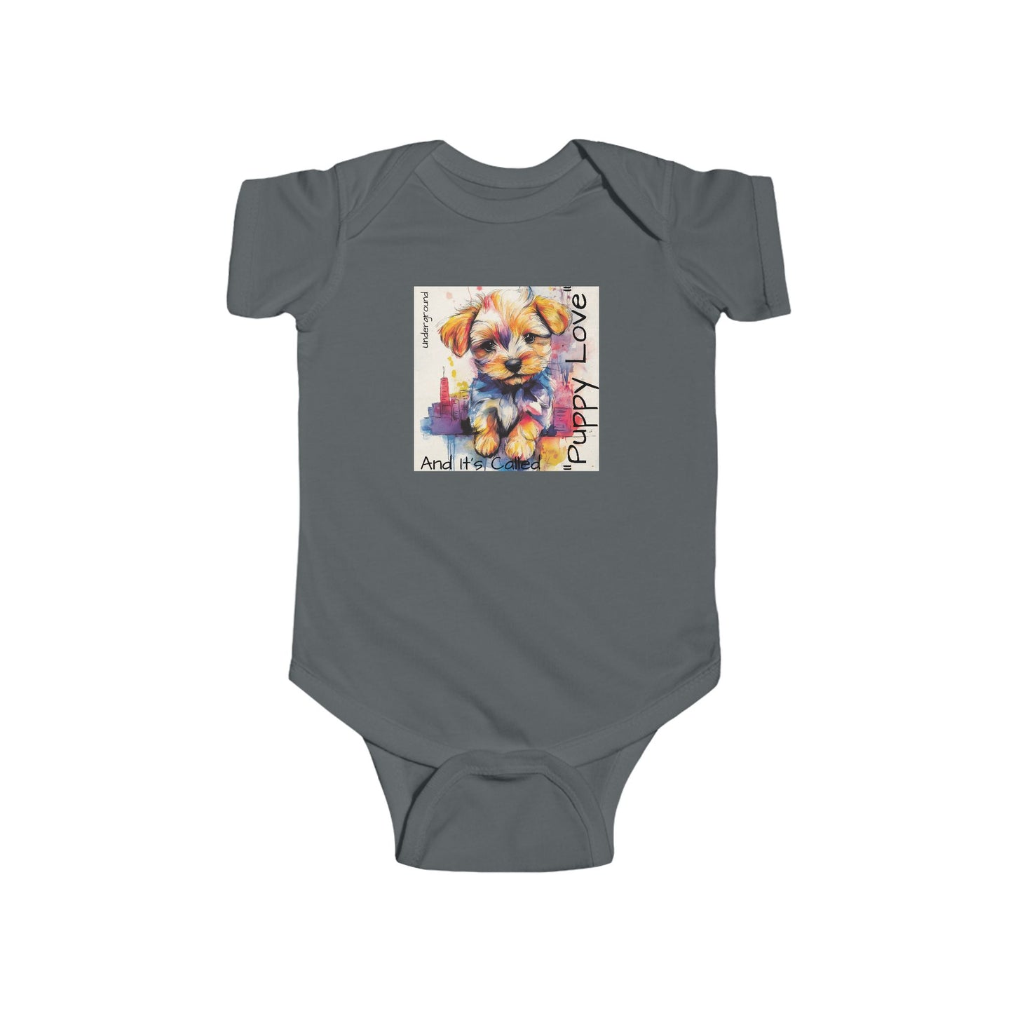 Street Pup Baby Onesie – Cute Urban Dog Watercolor Art Bodysuit