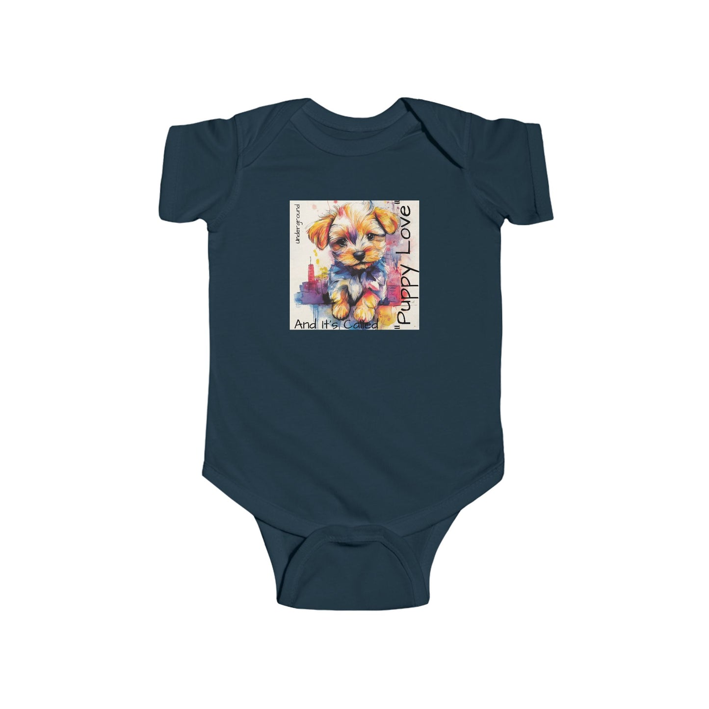 Street Pup Baby Onesie – Cute Urban Dog Watercolor Art Bodysuit