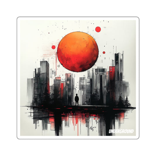 Falling Sun City Art Sticker - Edgy Urban Designs for Personal Expression