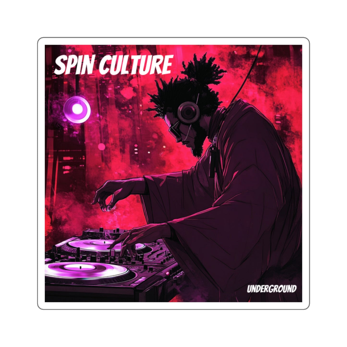 Spin Culture Turntables Sticker - City Underground Street Art