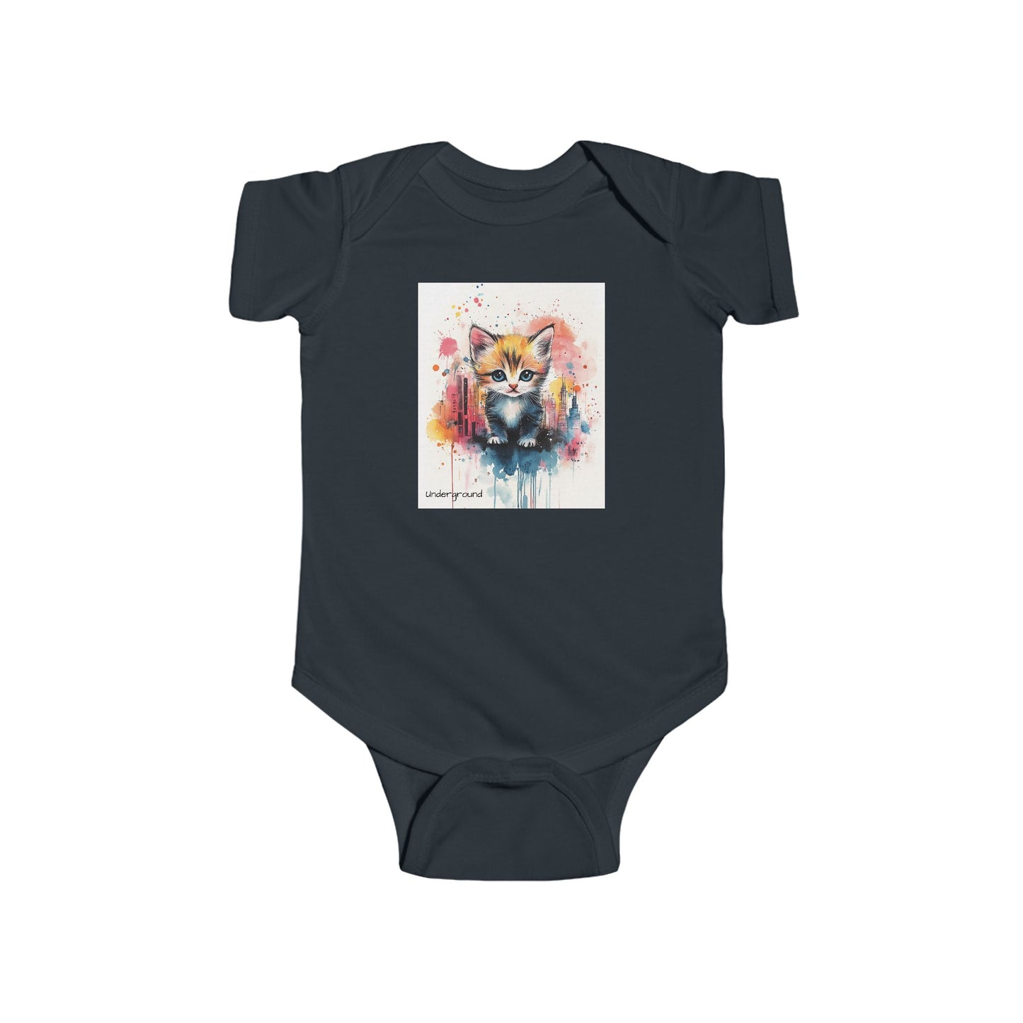 Alley Kitten Baby Onesie – Urban Graffiti-Inspired Cat Streetwear Bodysuit