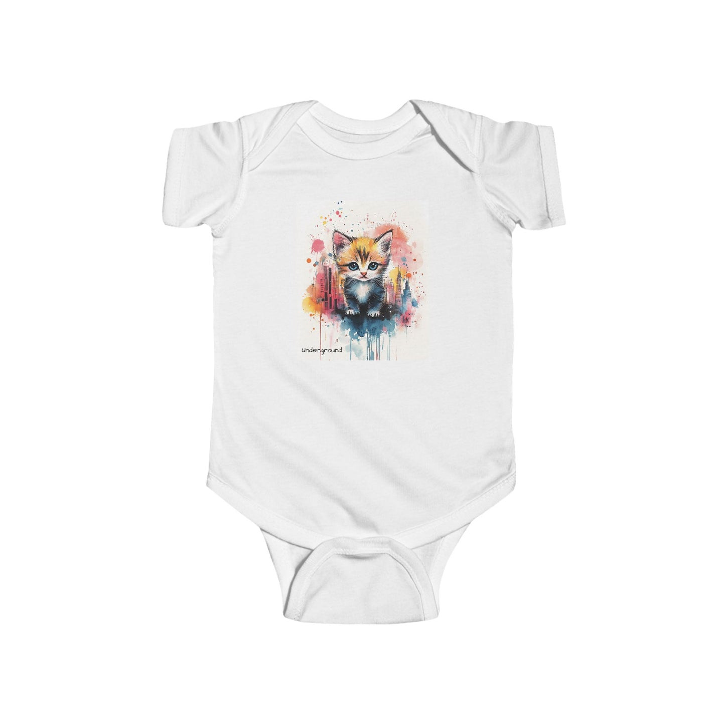 Alley Kitten Baby Onesie – Urban Graffiti-Inspired Cat Streetwear Bodysuit