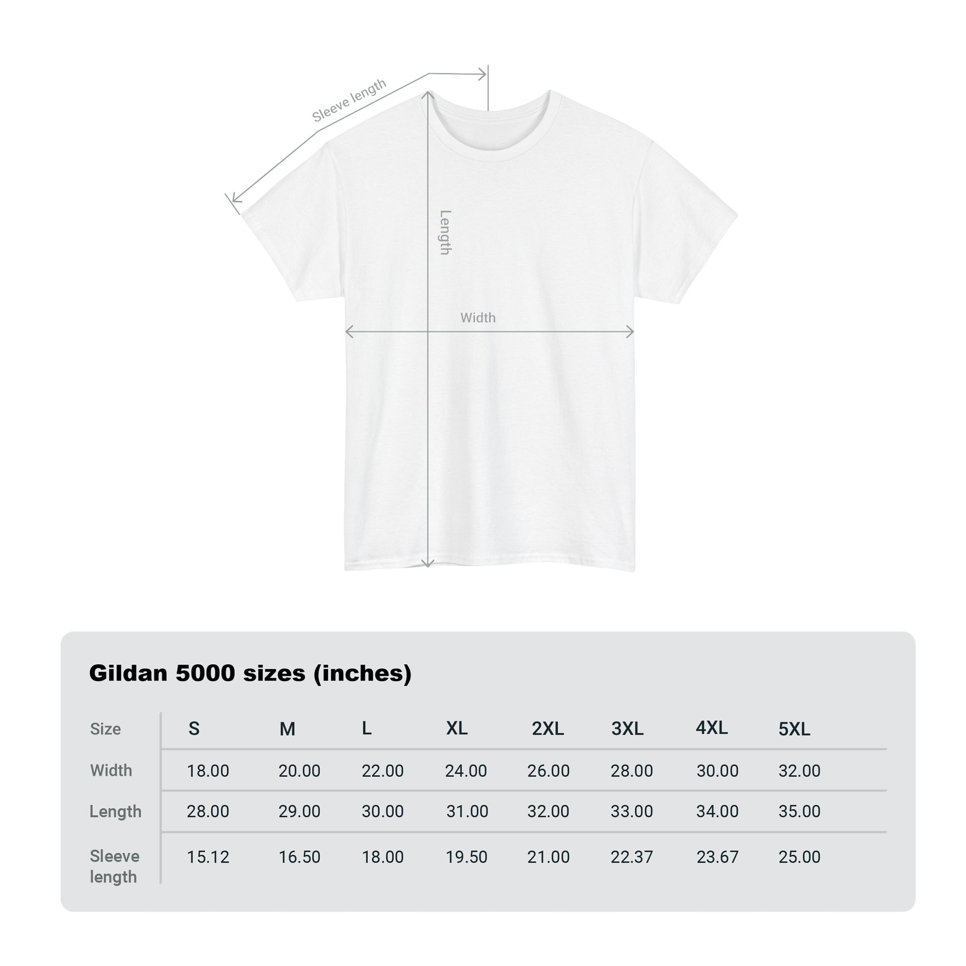 T-shirt Size chart