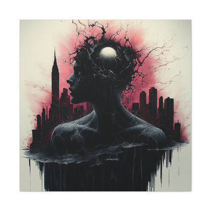 Silent Chaos: Mind over Metropolis Canvas Print - City Street Art Inspired